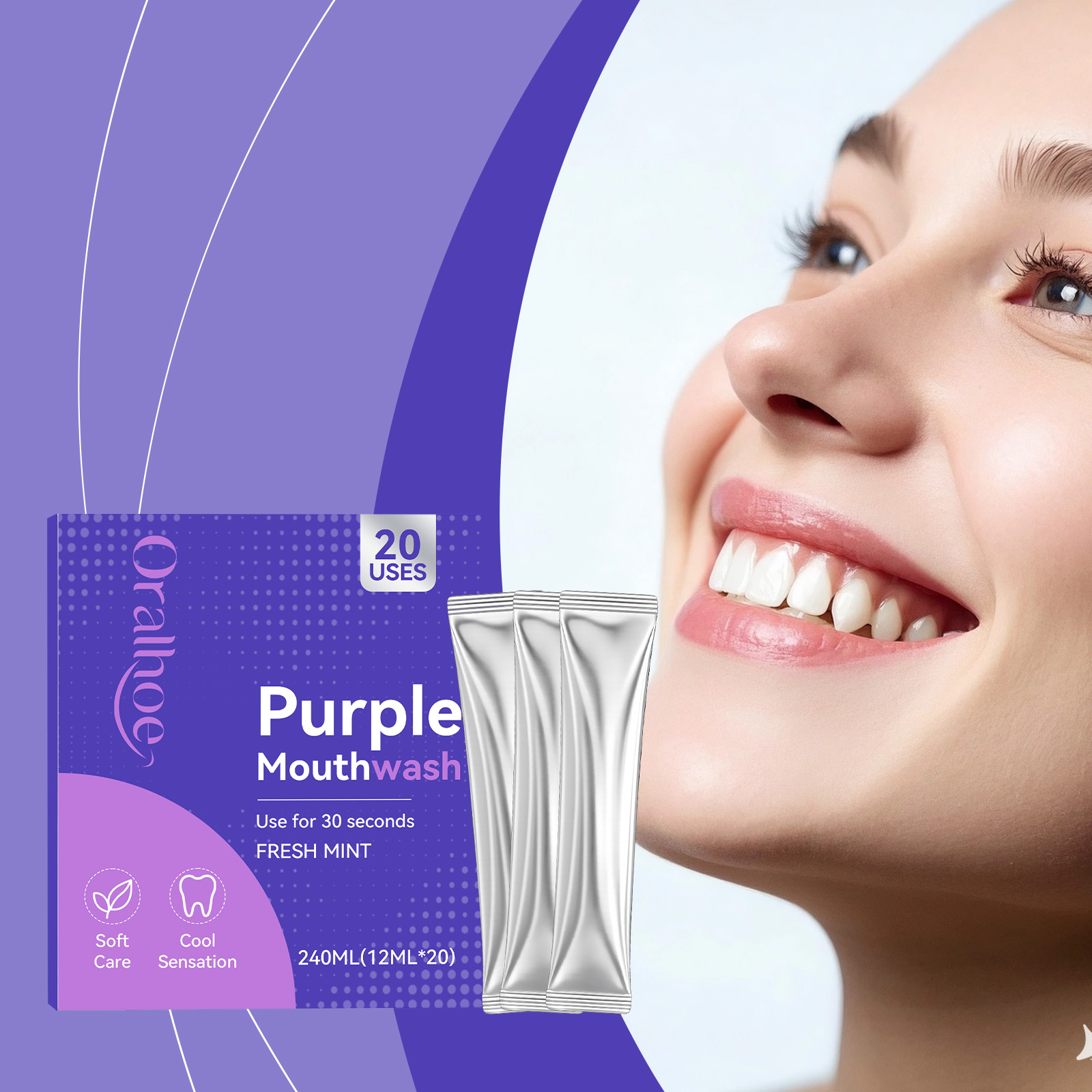 Individual Pack Purple Mouthwa - огляд і ціна Teeth Whitening Xylitol